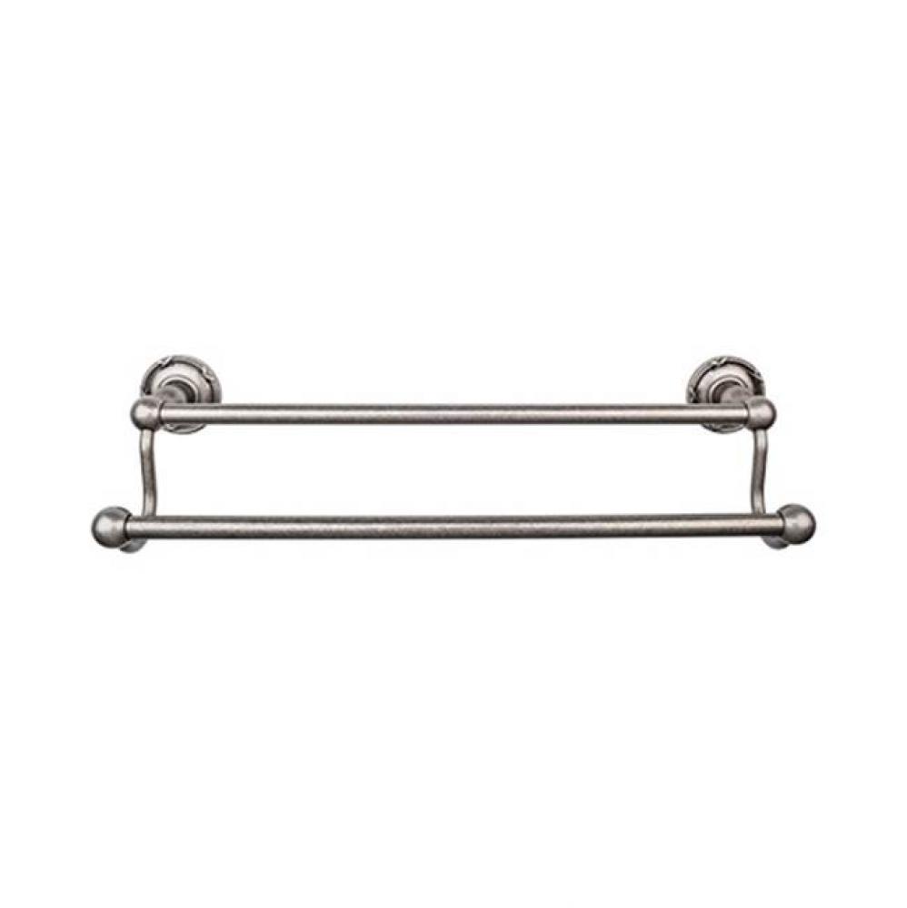 Edwardian Bath Towel Bar 24 Inch Double - Ribbon Bplate Antique Pewter