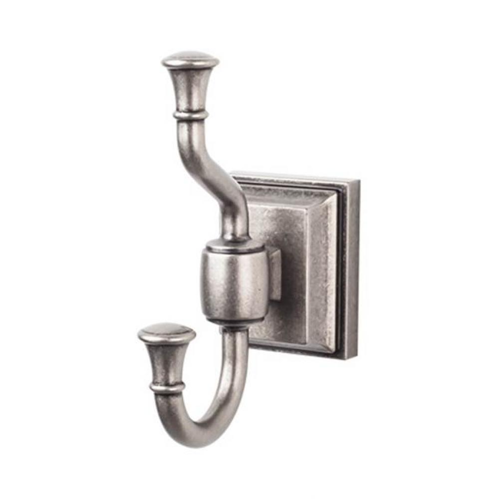 Stratton Bath Double Hook  Antique Pewter