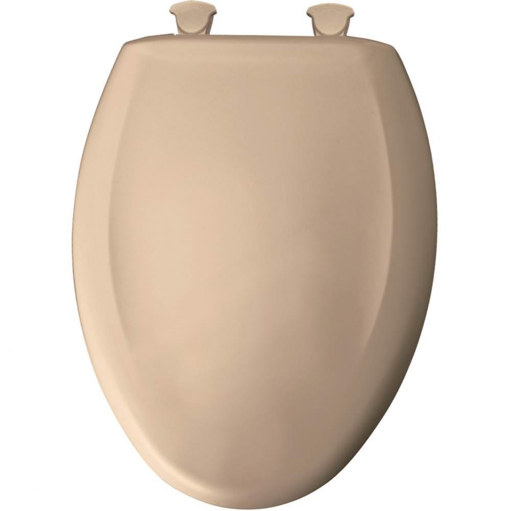 Elongated Plastic Toilet Seat in Beige with STA-TITE Seat Fastening System, Easy-Clean &amp; Chang