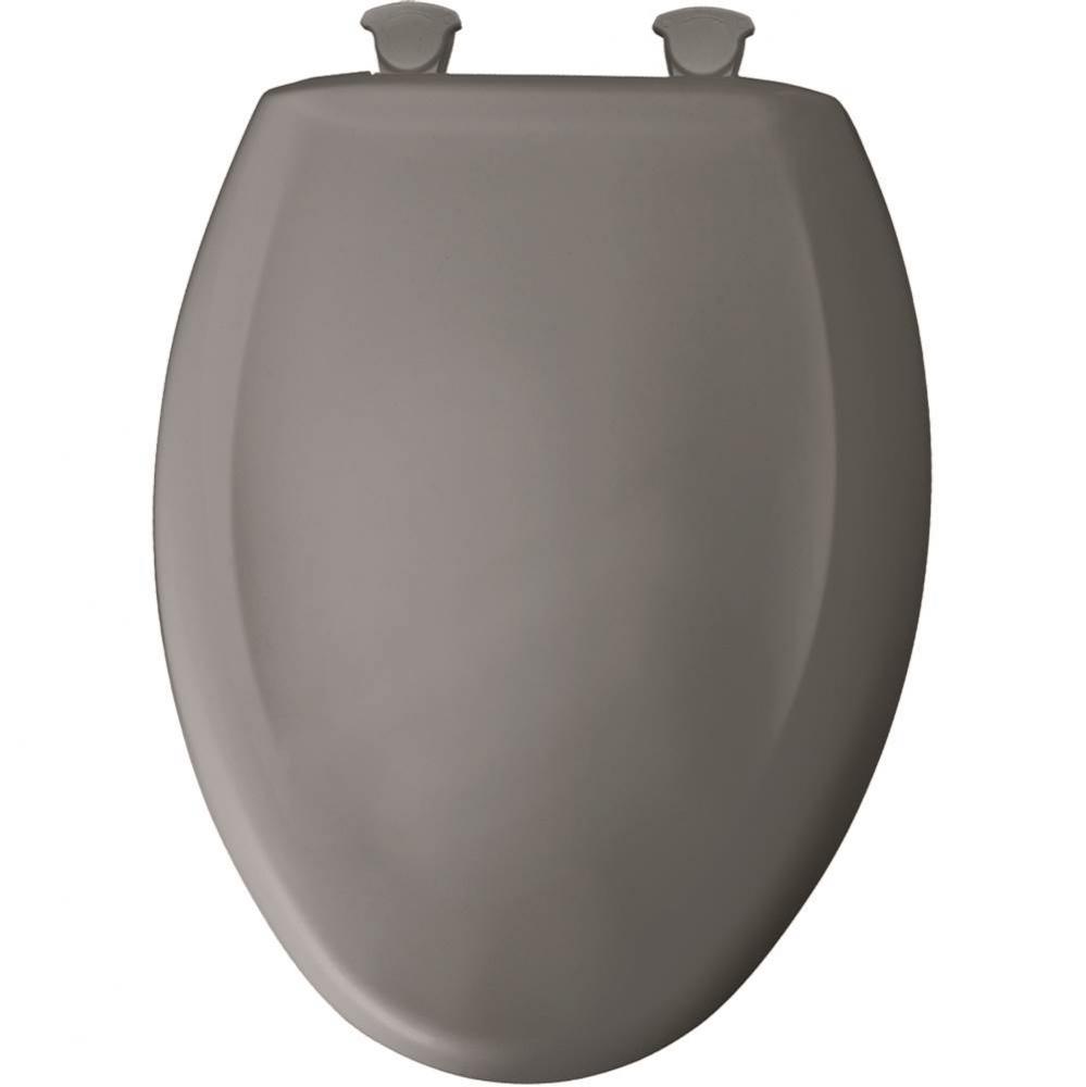 Elongated Plastic Toilet Seat in Classic Grey with STA-TITE Seat Fastening System, Easy-Clean &amp