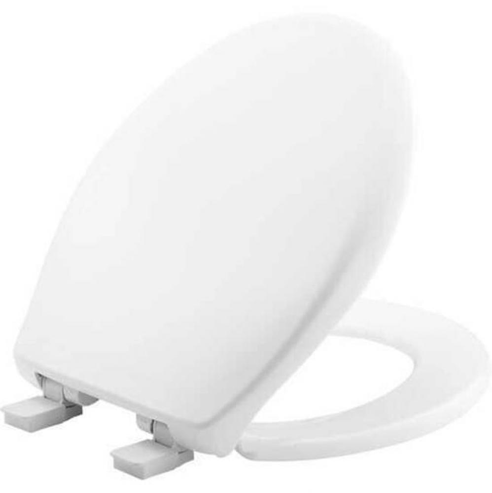 Round Plastic Toilet Seat Cotton White Never Loosens Removes for Cleaning Slow-Close Adjustable wi