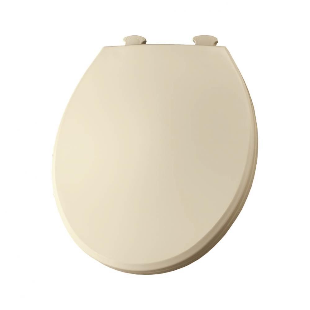 Round Plastic Toilet Seat in Biscuit with Easy-Clean &amp; Change Hinge