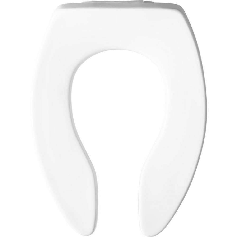 Church Elongated Open Front Less Cover Commercial Plastic Toilet Seat in White with STA-TITE&#xae;