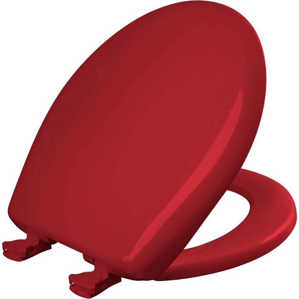 Round Plastic Toilet Seat with WhisperClose with EasyClean &amp; Change Hinge and STA-TITE in Red