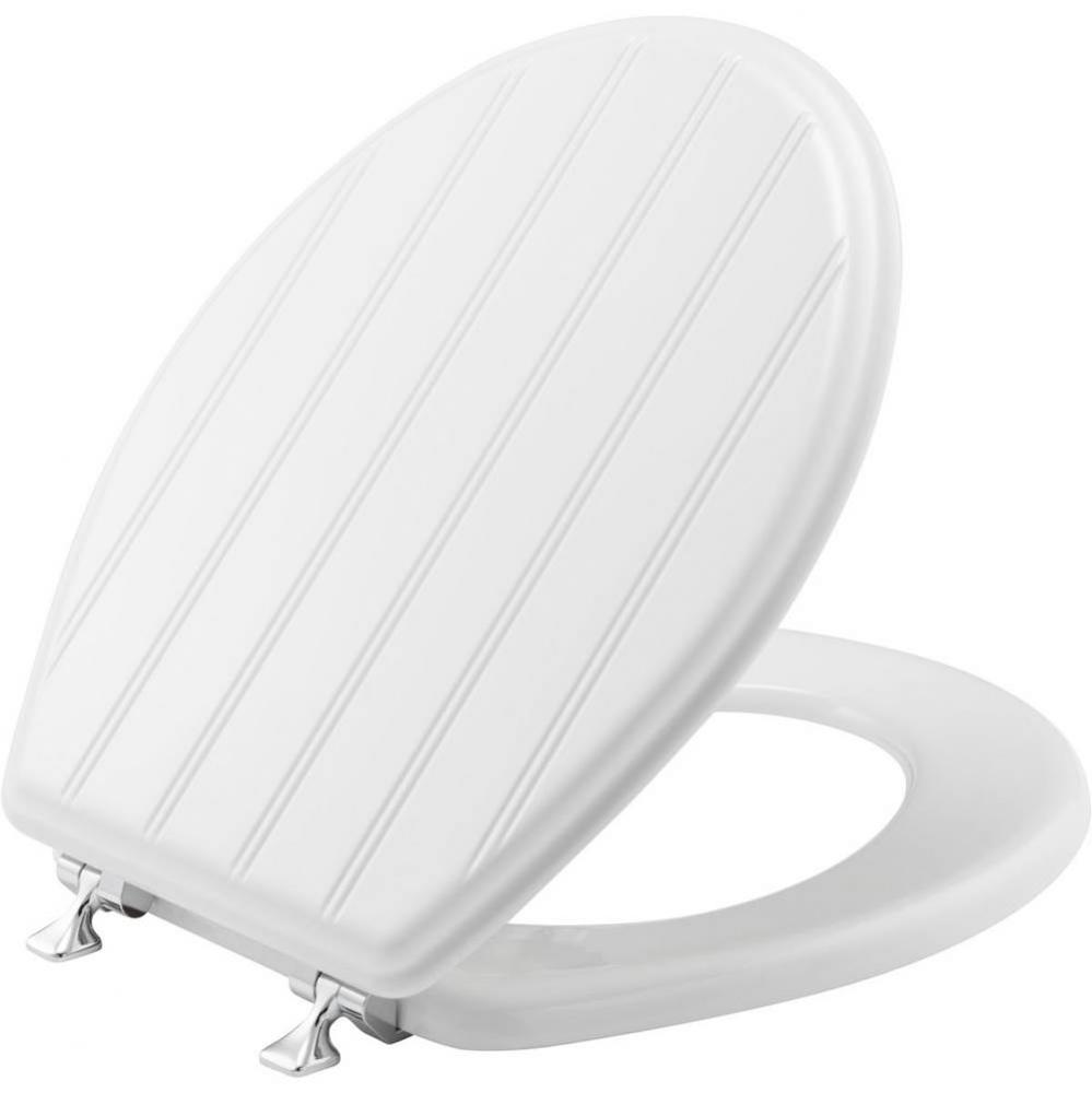 Mayfair Round Enameled Wood Cottage Classic™ Design Toilet Seat in White STA-TITE&#xae; Seat Fas