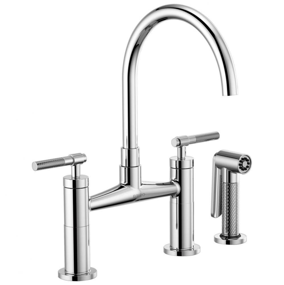 Litze&#xae; Bridge Faucet with Arc Spout and Knurled Handle