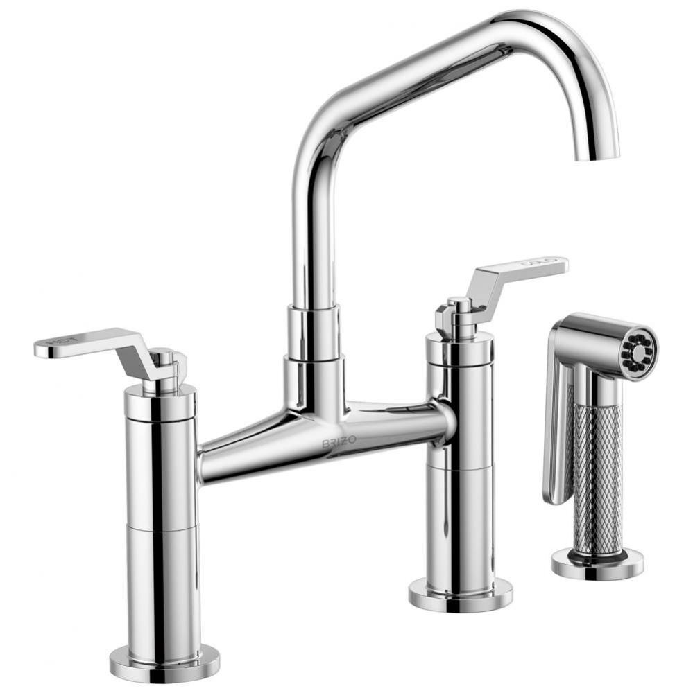 Litze&#xae; Bridge Faucet with Angled Spout and Industrial Handle