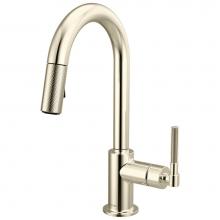 Brizo 63943LF-PN - Litze® Pull-Down Prep Faucet with Arc Spout - Knurled Handle