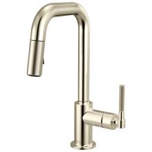 Brizo 63953LF-PN - Litze® Pull-Down Prep Faucet with Square Spout - Knurled Handle