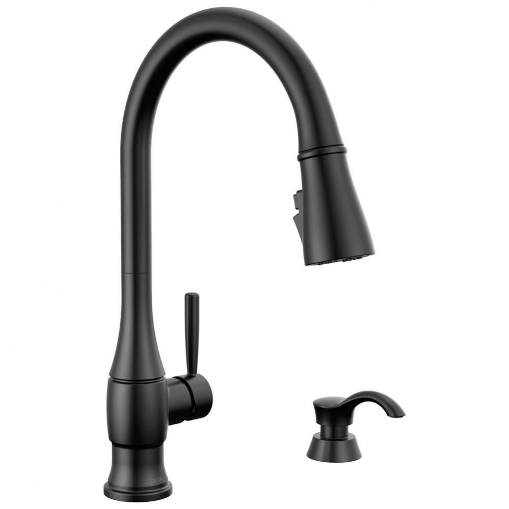 Hazelwood™ Single Handle Pull-Down Kitchen Faucet with Soap Dispenser and ShieldSpray Technology