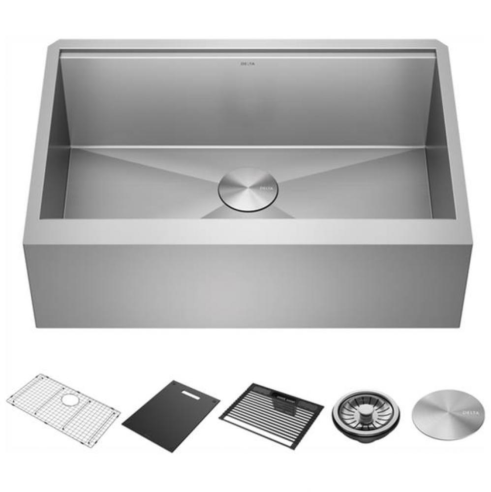 Rivet™ 30&apos;&apos; Workstation Farmhouse Apron Front Kitchen Sink Undermount 16 Gauge Stainle