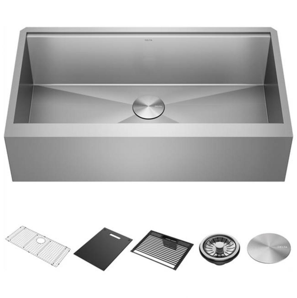 Rivet™ 36&apos;&apos; Workstation Farmhouse Apron Front Kitchen Sink Undermount 16 Gauge Stainle