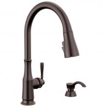 Delta Faucet 19877Z-RBSD-DST - Capertee™ Single Handle Pull-Down Kitchen Faucet with Soap Dispenser and ShieldSpray Technology