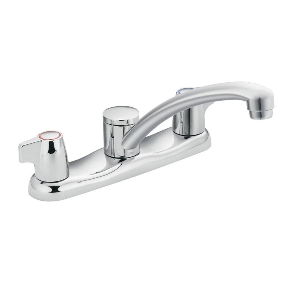 Chrome two-handle kitchen faucet