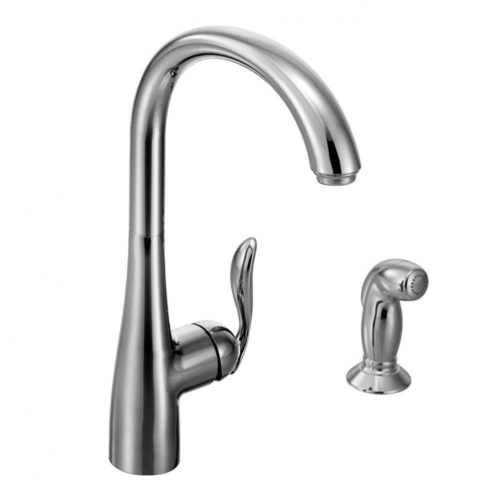 Chrome one-handle kitchen faucet