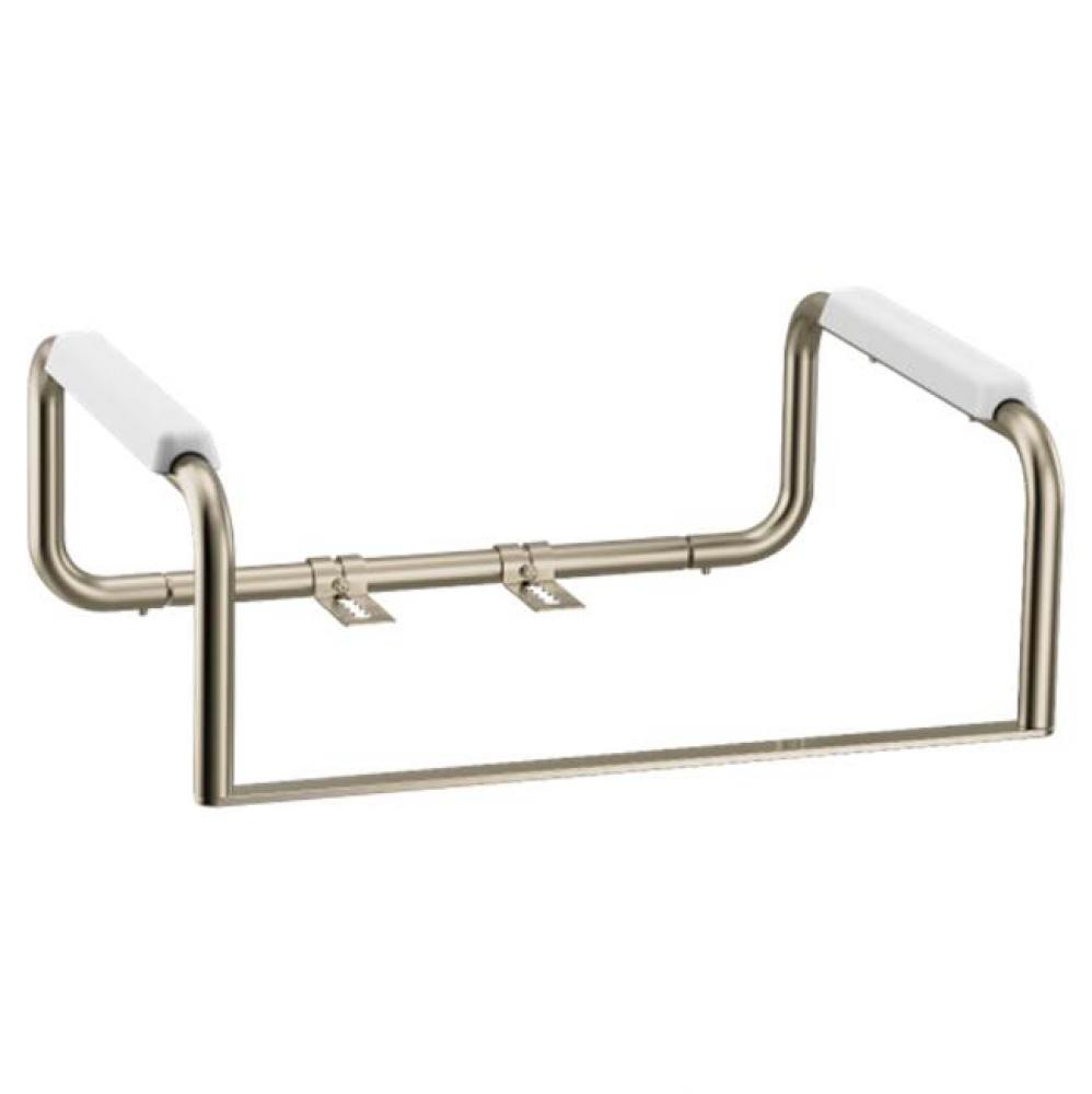 Satin nickel toilet safety bar