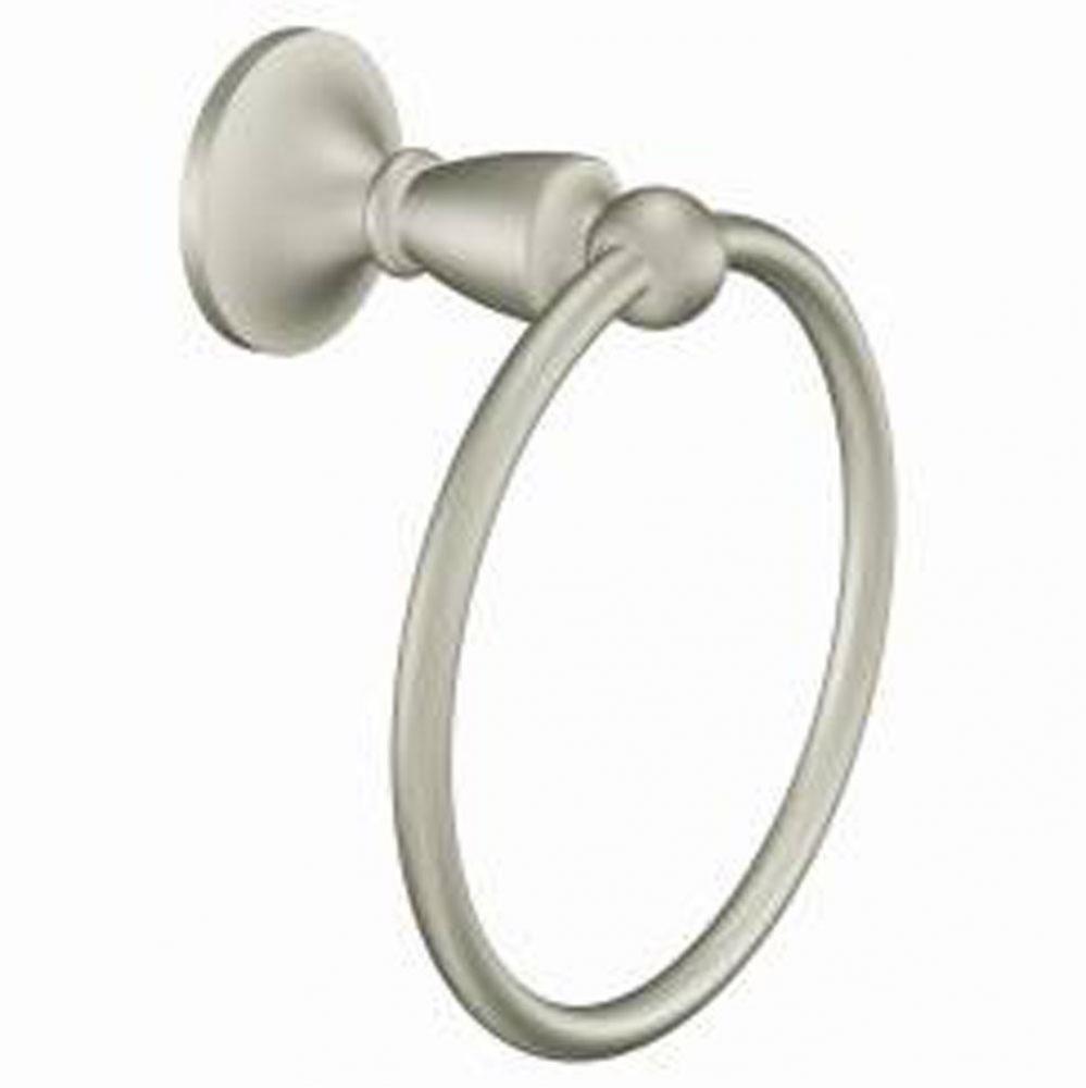 Brushed nickel towel ring