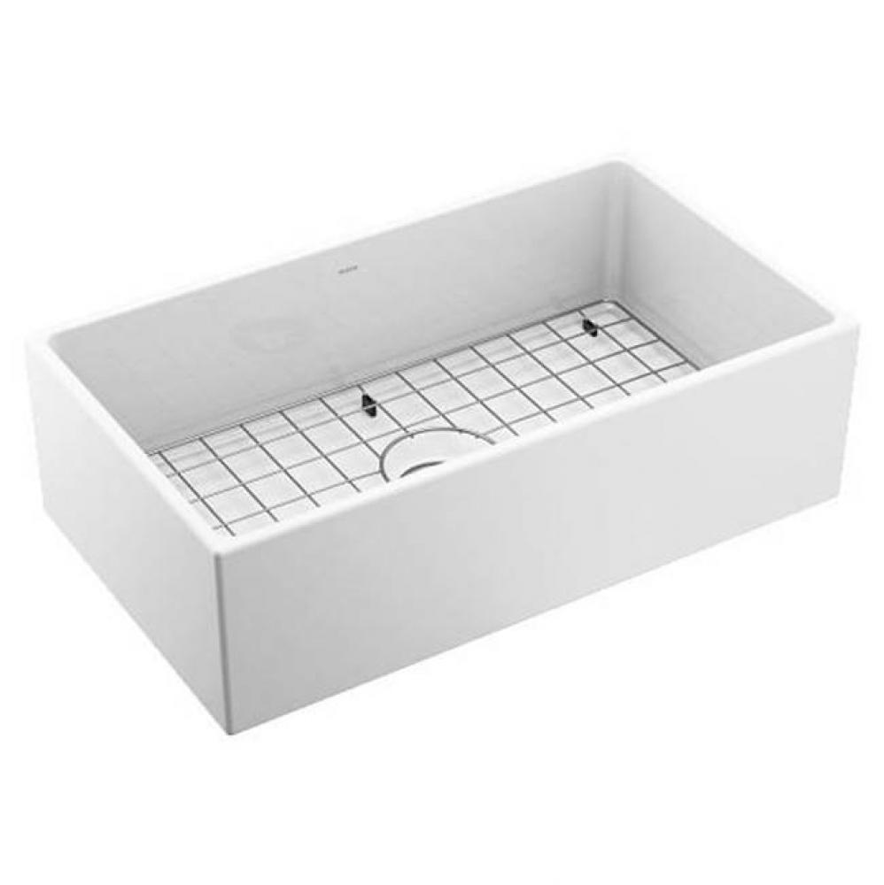 White Fireclay 33 in. Single Bowl Farmhouse Apron Front Kitchen Sink