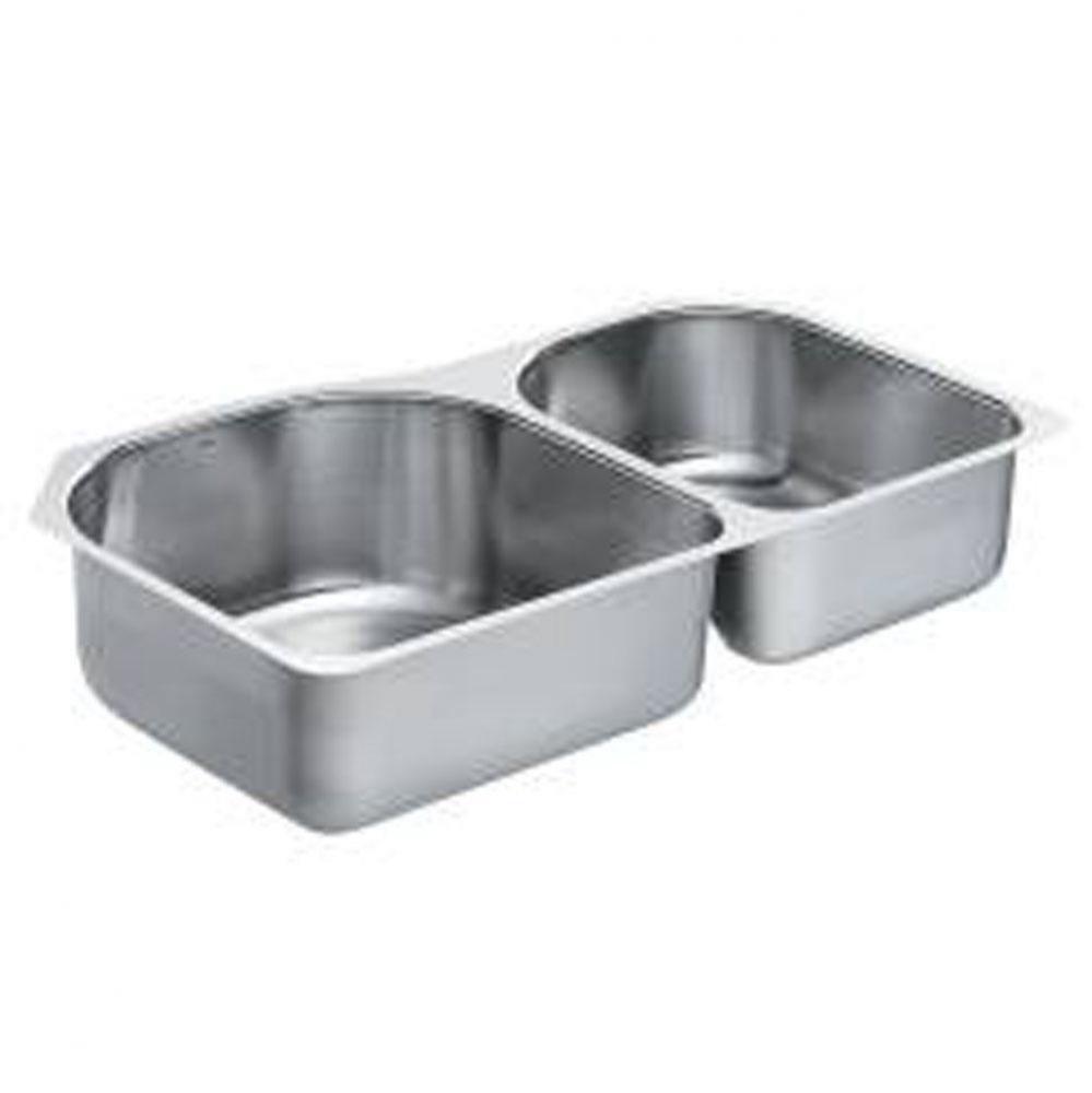 34-1/4 x 20 stainless steel 18 gauge double bowl sink