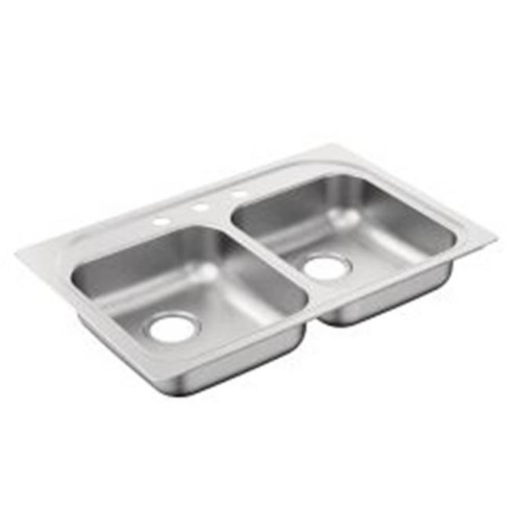 33&apos;&apos;x22&apos;&apos; stainless steel 20 gauge double bowl drop in sink