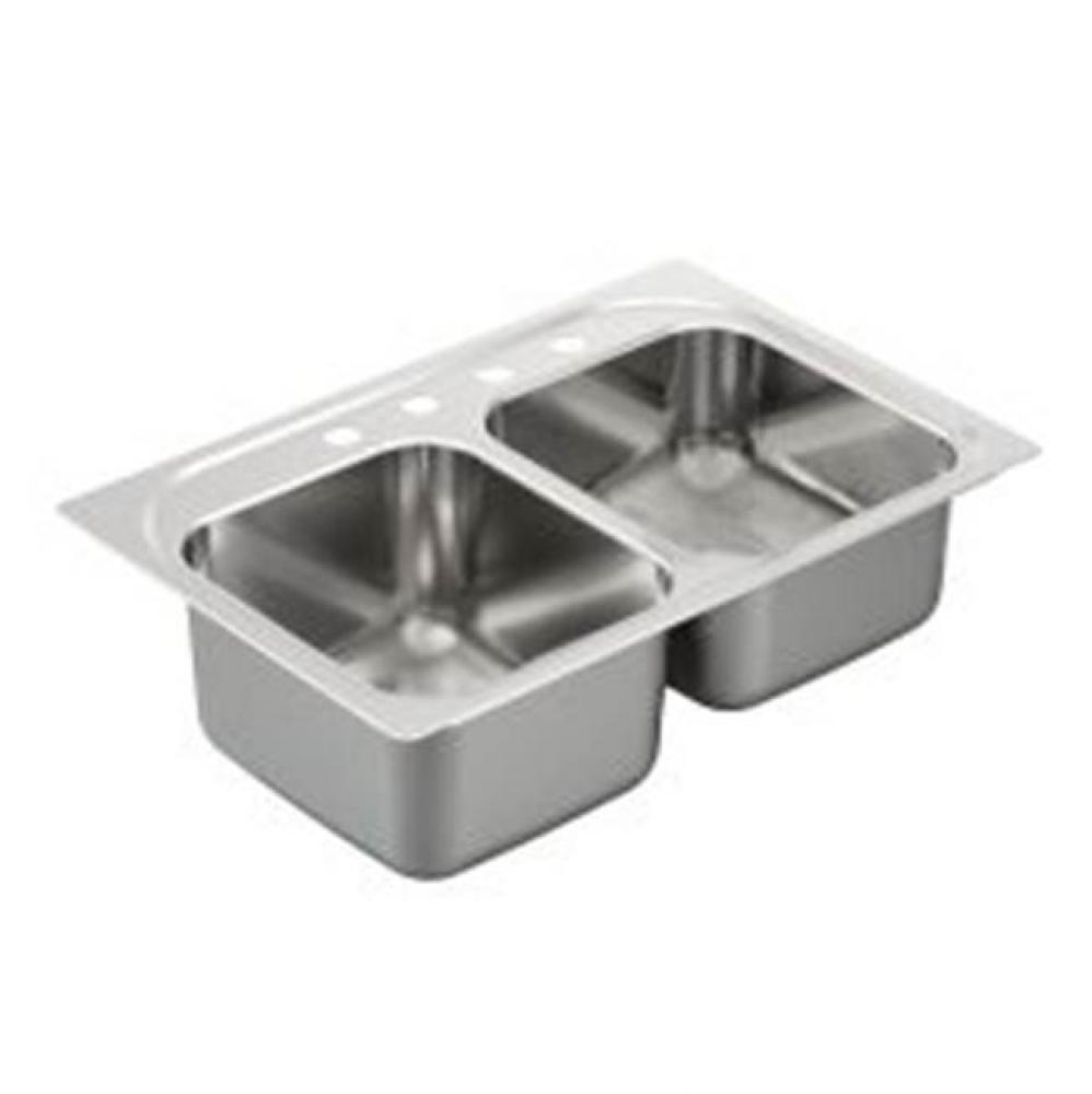 33&apos;&apos;x22&apos;&apos; stainless steel 20 gauge double bowl drop in sink