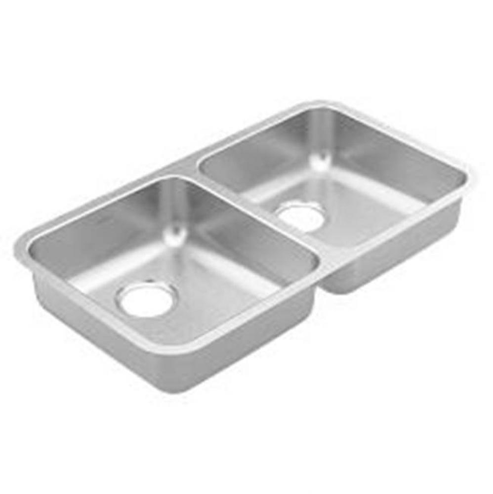 32&apos;&apos;x18&apos;&apos; stainless steel 20 gauge double bowl sink