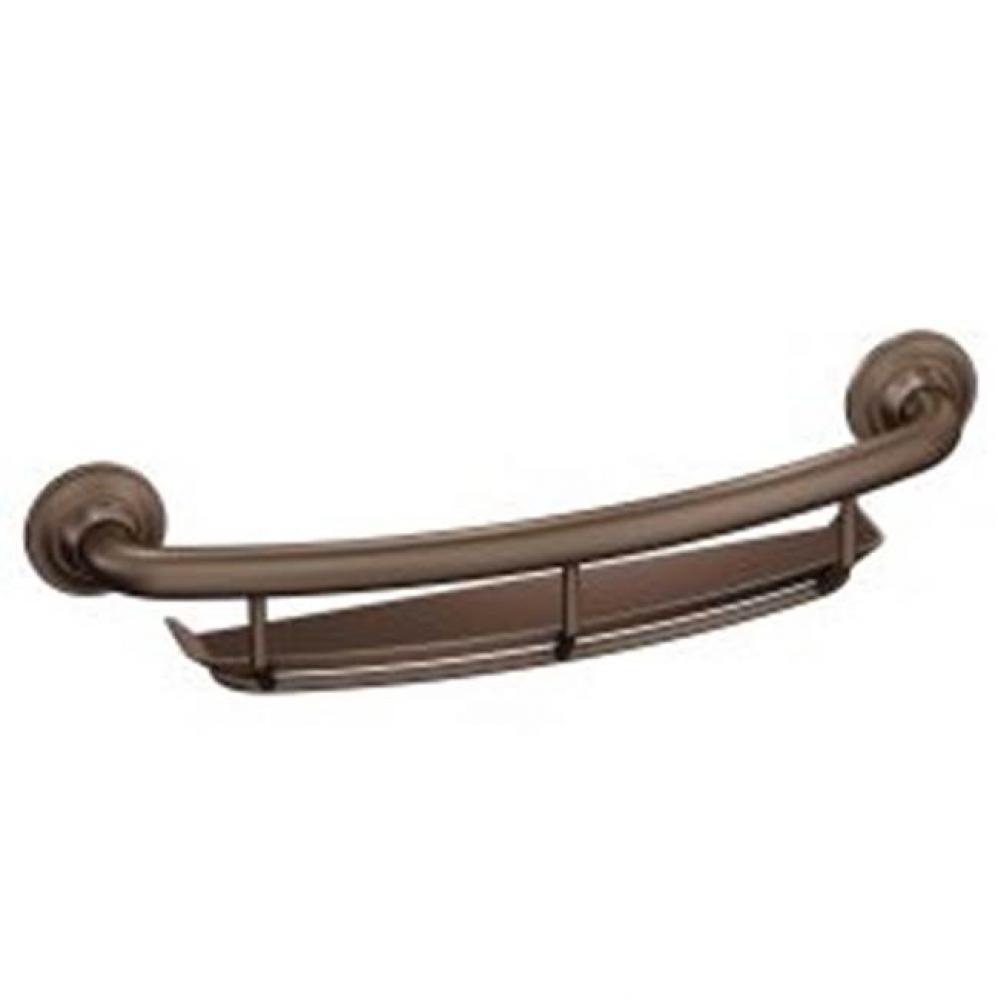 Old world bronze 16&apos;&apos; grab bar with shelf