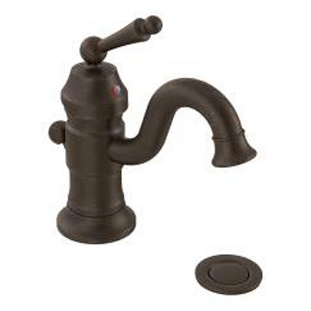 Oil rubbed bronze one-handle bathroom faucet