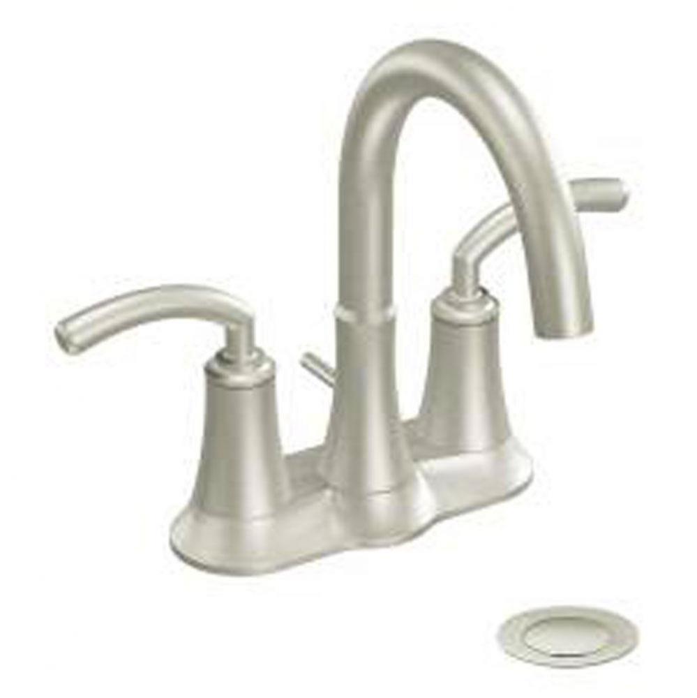 Brushed nickel two-handle bathroom faucet