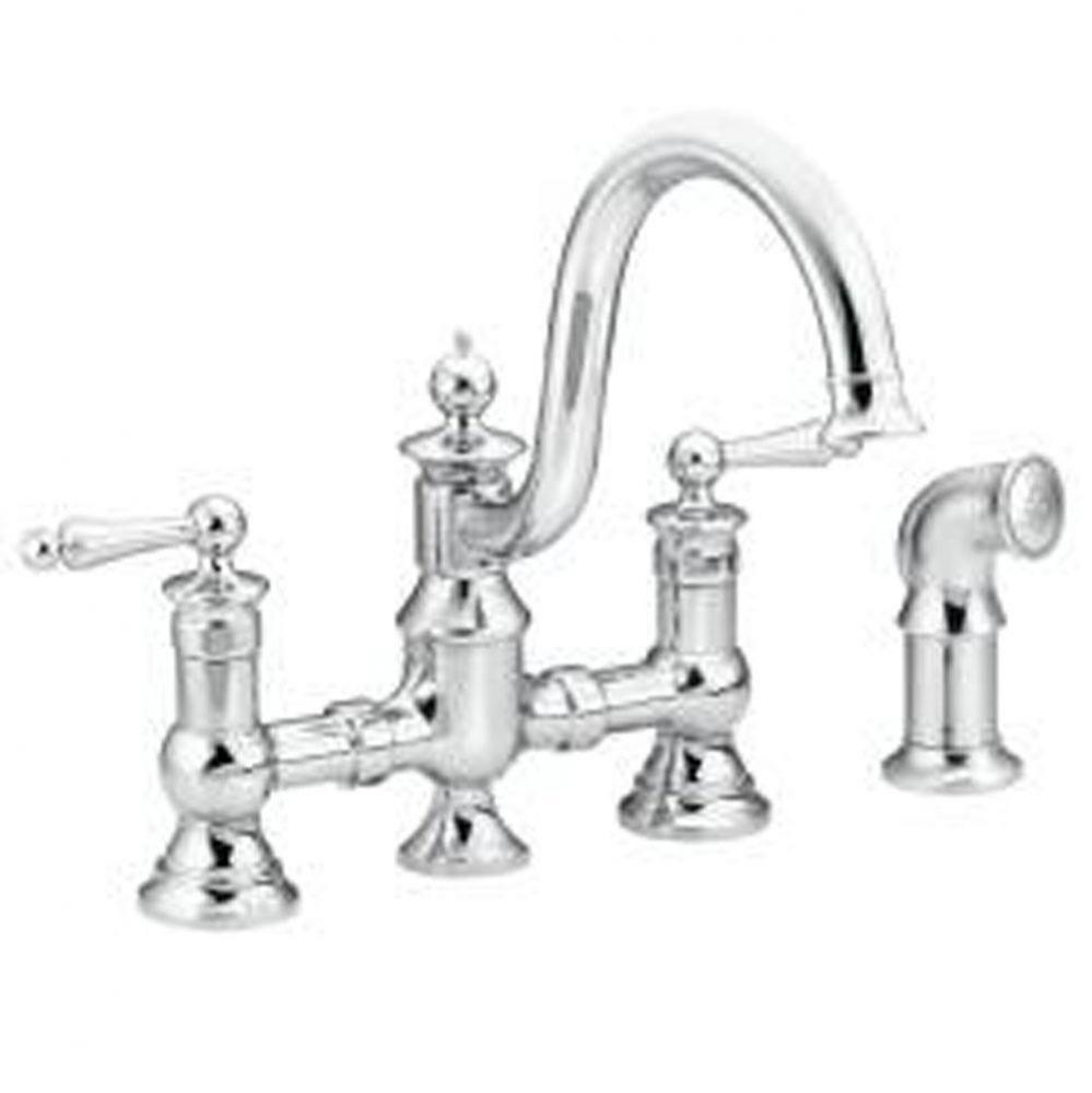 Chrome two-handle kitchen faucet