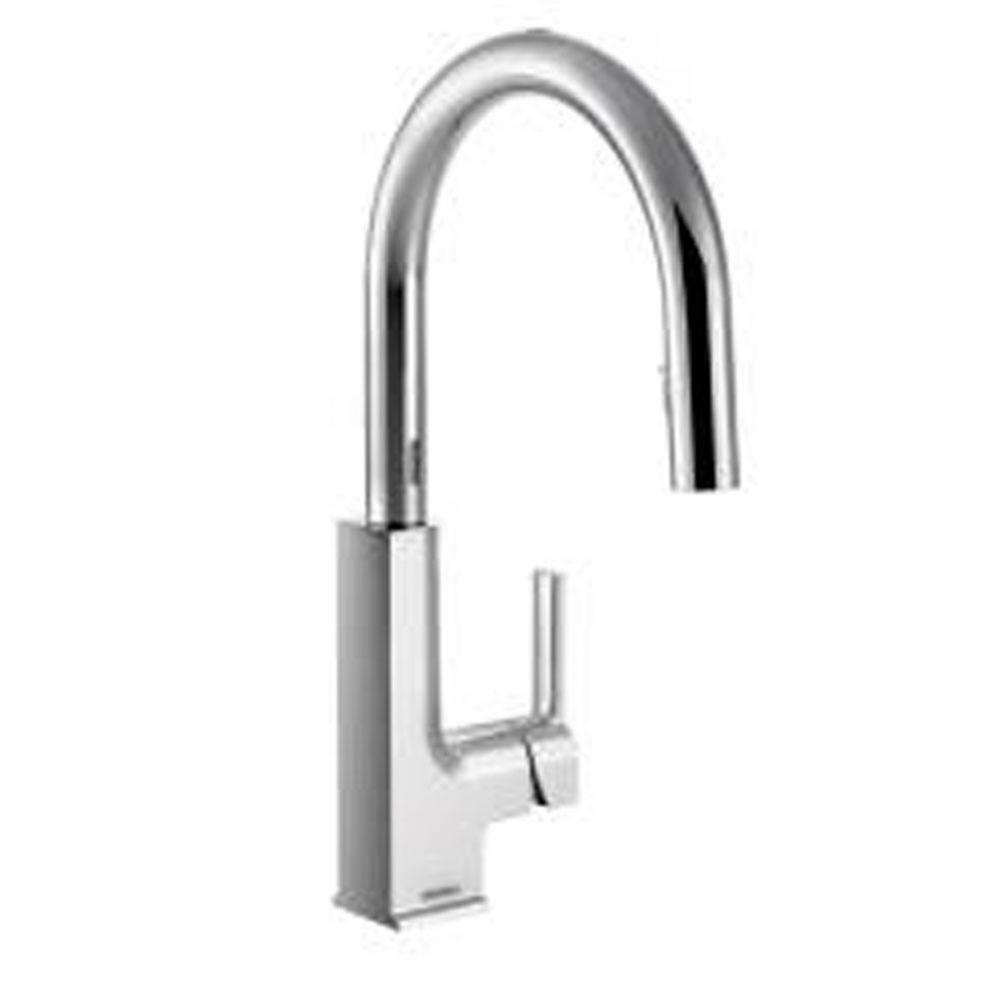 Chrome one-handle pulldown kitchen faucet