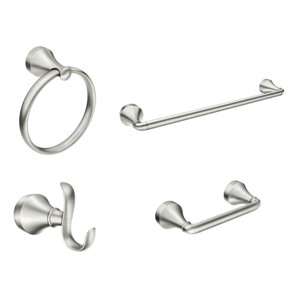 Spot Resist Brushed Nickel Pivoting Paper Holder Towel Bar Double Robe Hook Towel Ring