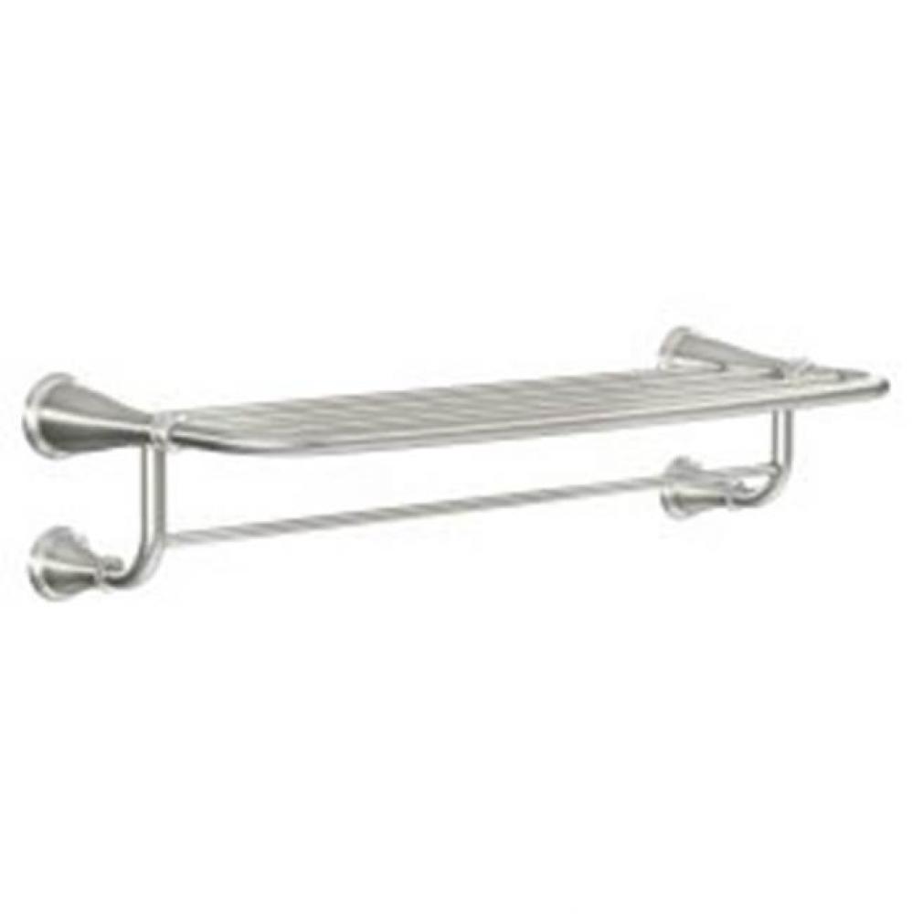 Brushed Nickel 24&apos;&apos; Towel Bar With Shelf