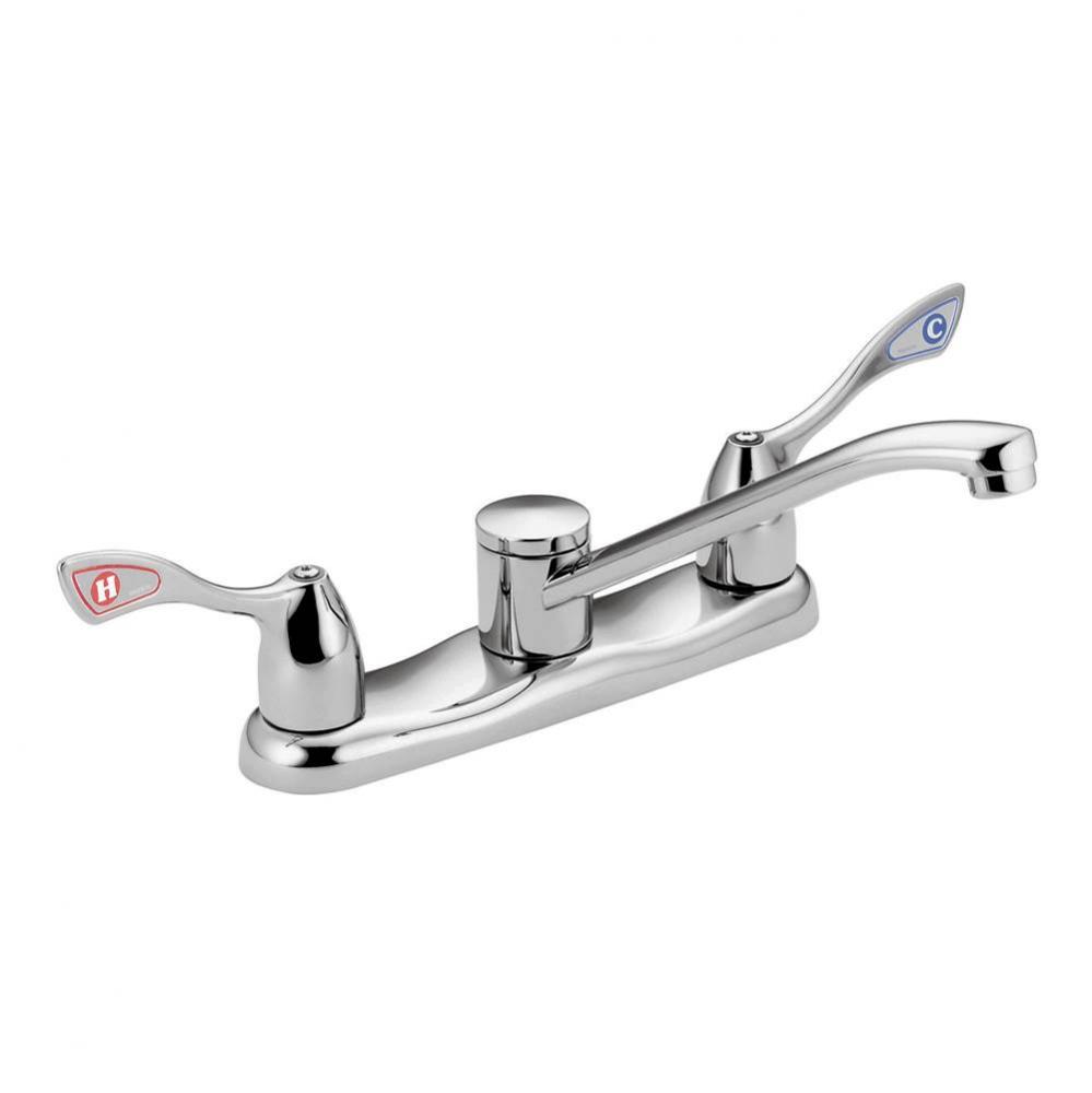 Chrome two-handle kitchen faucet