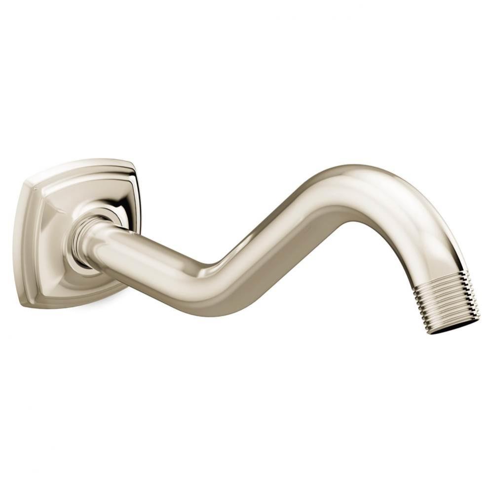 Curved Shower Arm with Wall Flange, Polished Nickel