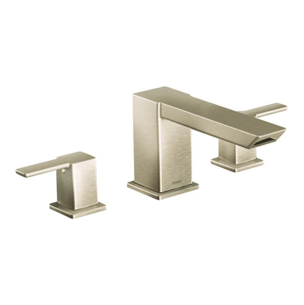 90-Degree 2-Handle Deck-Mount High-Arc Roman Tub Faucet Trim Kit in Brushed Nickel (Valve Sold Sep
