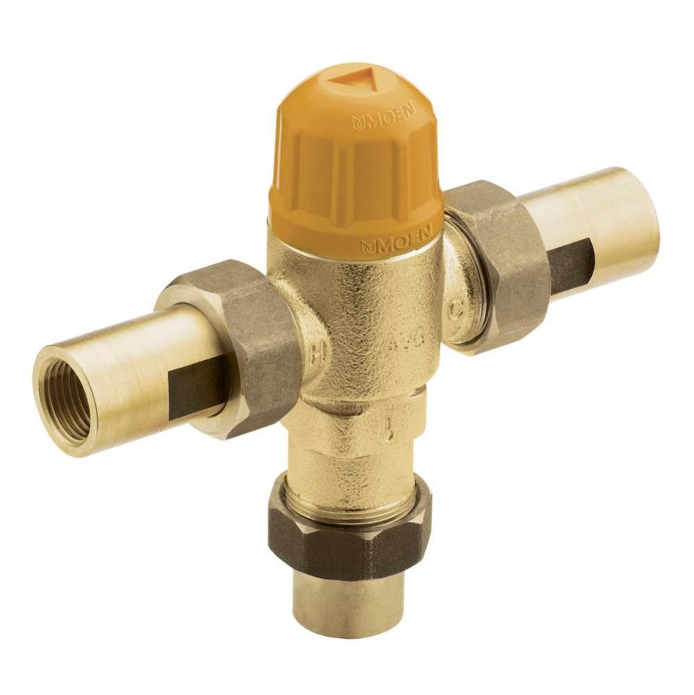 Adjustable temperature thermostatic mixing valve 1/2&apos;&apos; CC connections