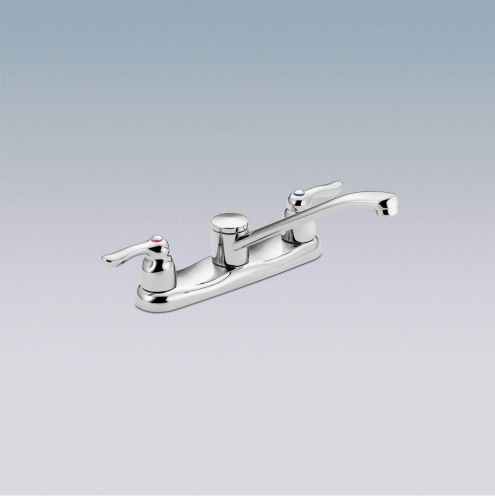 Chrome two-handle kitchen faucet