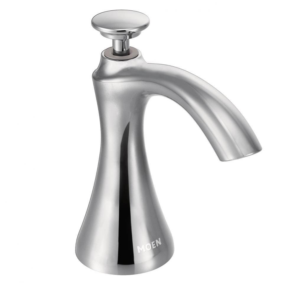 Transitional Deck Mounted Kitchen Soap Dispenser with Above the Sink Refillable Bottle, Chrome