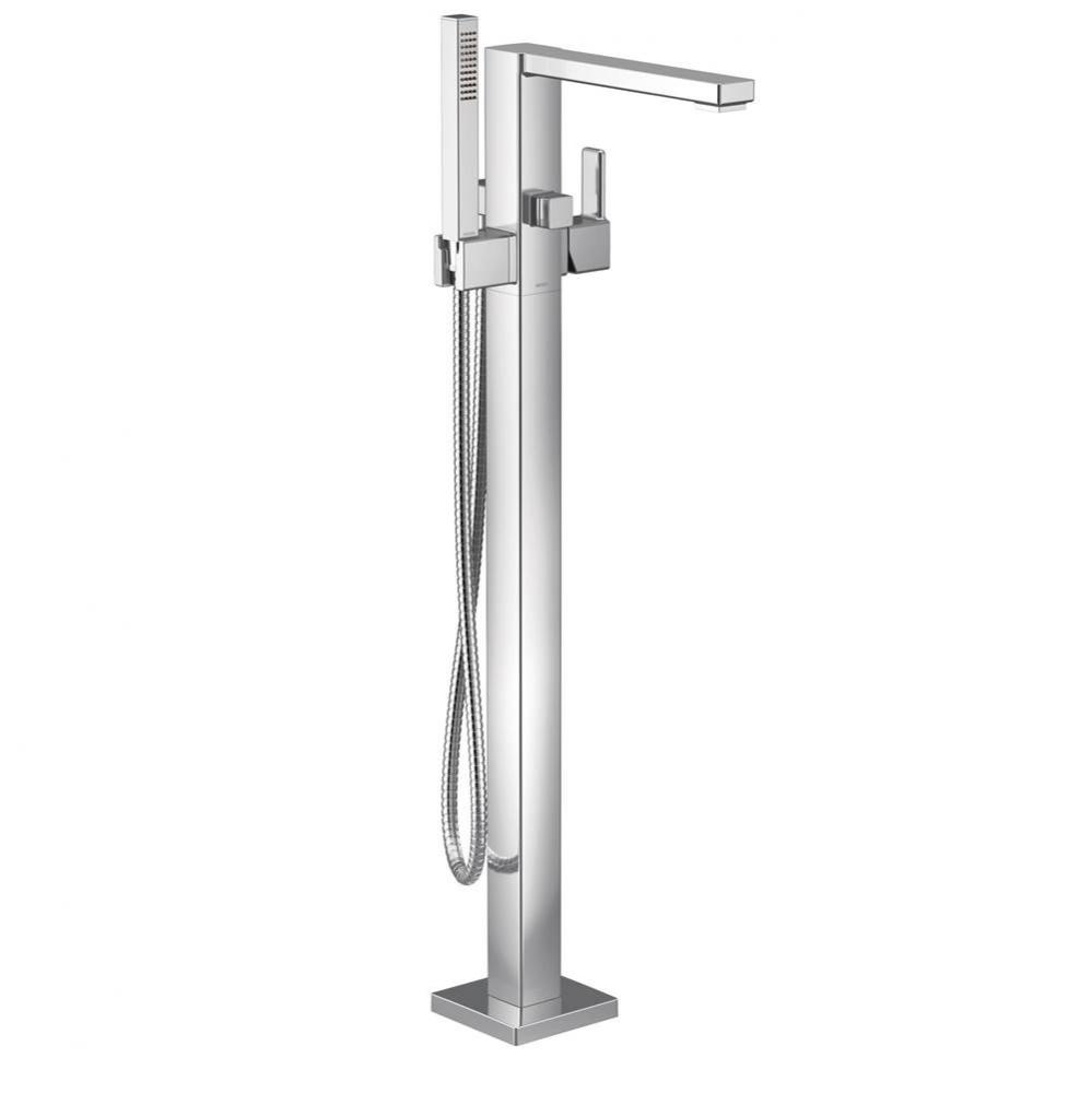 90 Degree One-Handle Freestanding Floor Mount Tub Filler with Handshower, Chrome