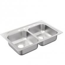 Moen G222154B - 33''x22'' stainless steel 22 gauge double bowl drop in sink