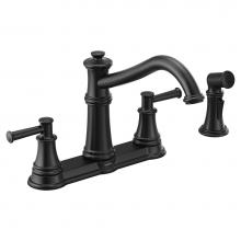 Moen 7255BL - Belfield High-Arc 2-Handle Standard Kitchen Faucet with Side Sprayer in Matte Black