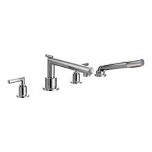 Moen TS93004 - Arris 2-Handle Deck-Mount High-Arc Roman Tub Faucet Trim Kit with Hand Shower in Chrome (Valve Sol