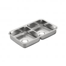 Moen G20214 - 2000 Series 20 Gauge Double Bowl Undermount Sink, Stainless Steel