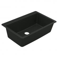 Moen GGB3026B - 33-Inch Wide x 9.5-Inch Deep Dual Mount Granite Single Bowl Kitchen Sink, Black