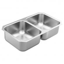 Moen GS18211 - Moen GS18210 1800 Series 31.75-inch 18 Gauge Undermount Double Bowl Stainless Steel Kitchen Sink,