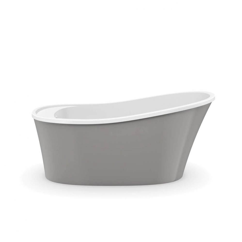 Ariosa 6032 Acrylic Freestanding End Drain Bathtub in White with Sterling Silver Skirt