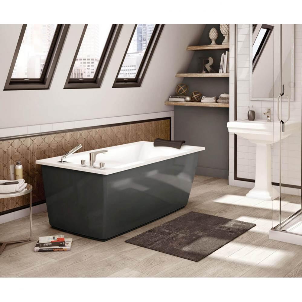 Optik 6032 F Acrylic Freestanding End Drain Bathtub in White with Thunder Grey Skirt