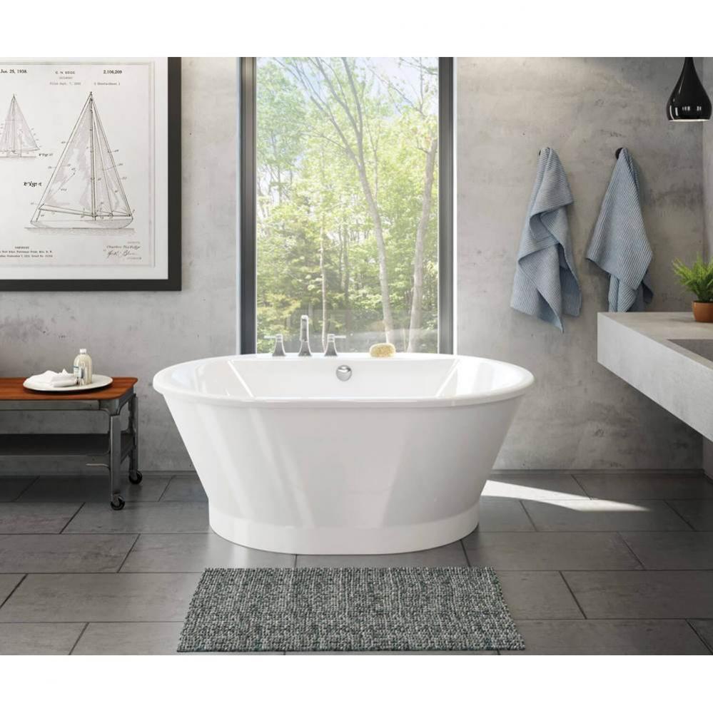 Brioso 6042 AcrylX Freestanding Center Drain Bathtub in White with White Skirt