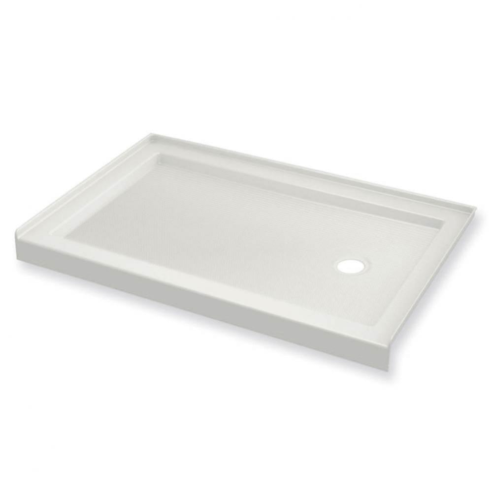 B3Round 6036 Acrylic Alcove Shower Base in White with Anti-slip Bottom with Right-Hand Drain